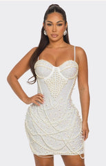 PEARL-EMBELLISHED LUXURY DRESS-TIMELESS ELEGANCE