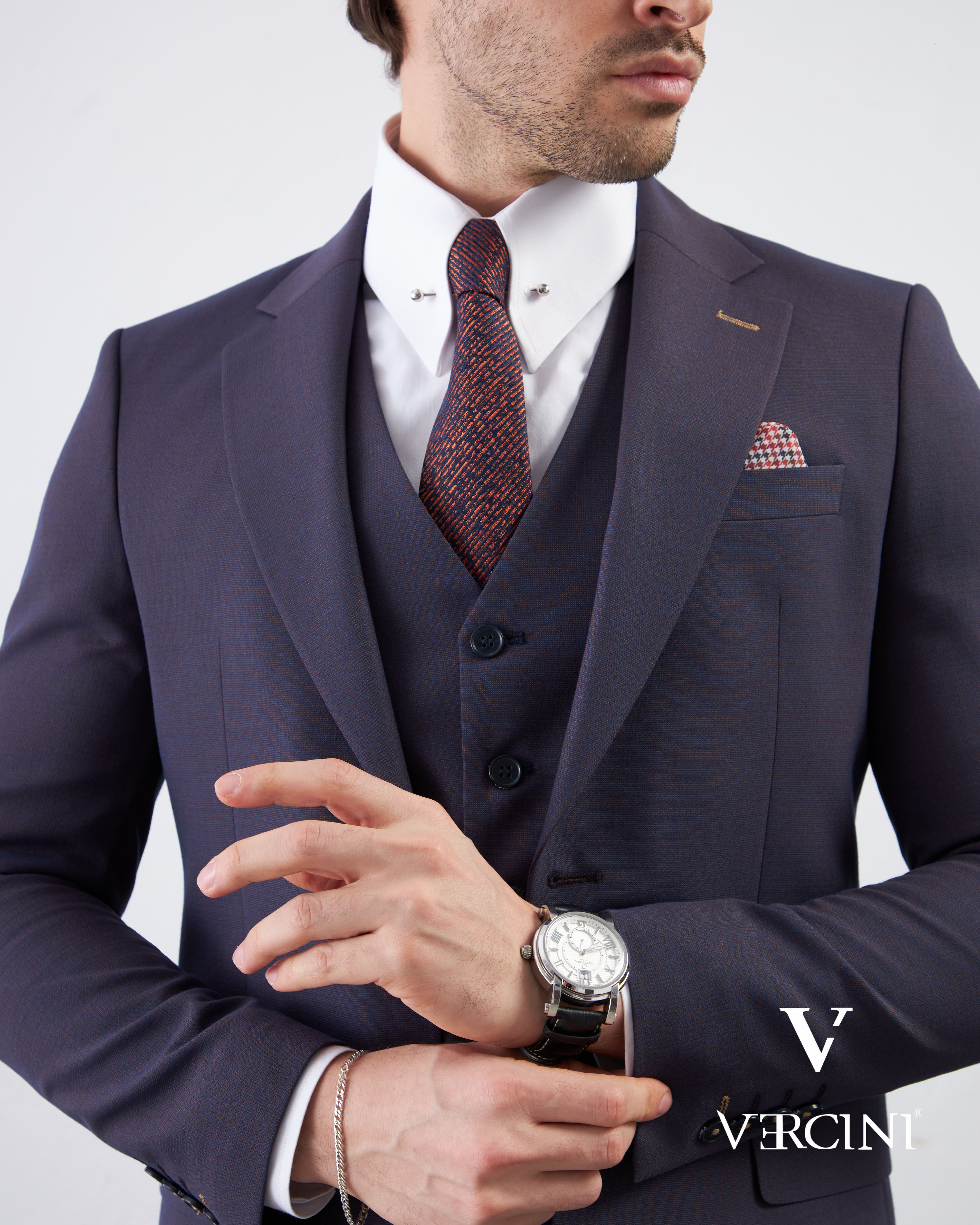 Vercini Rich purple Sophisticate Three-Piece Men's Suit