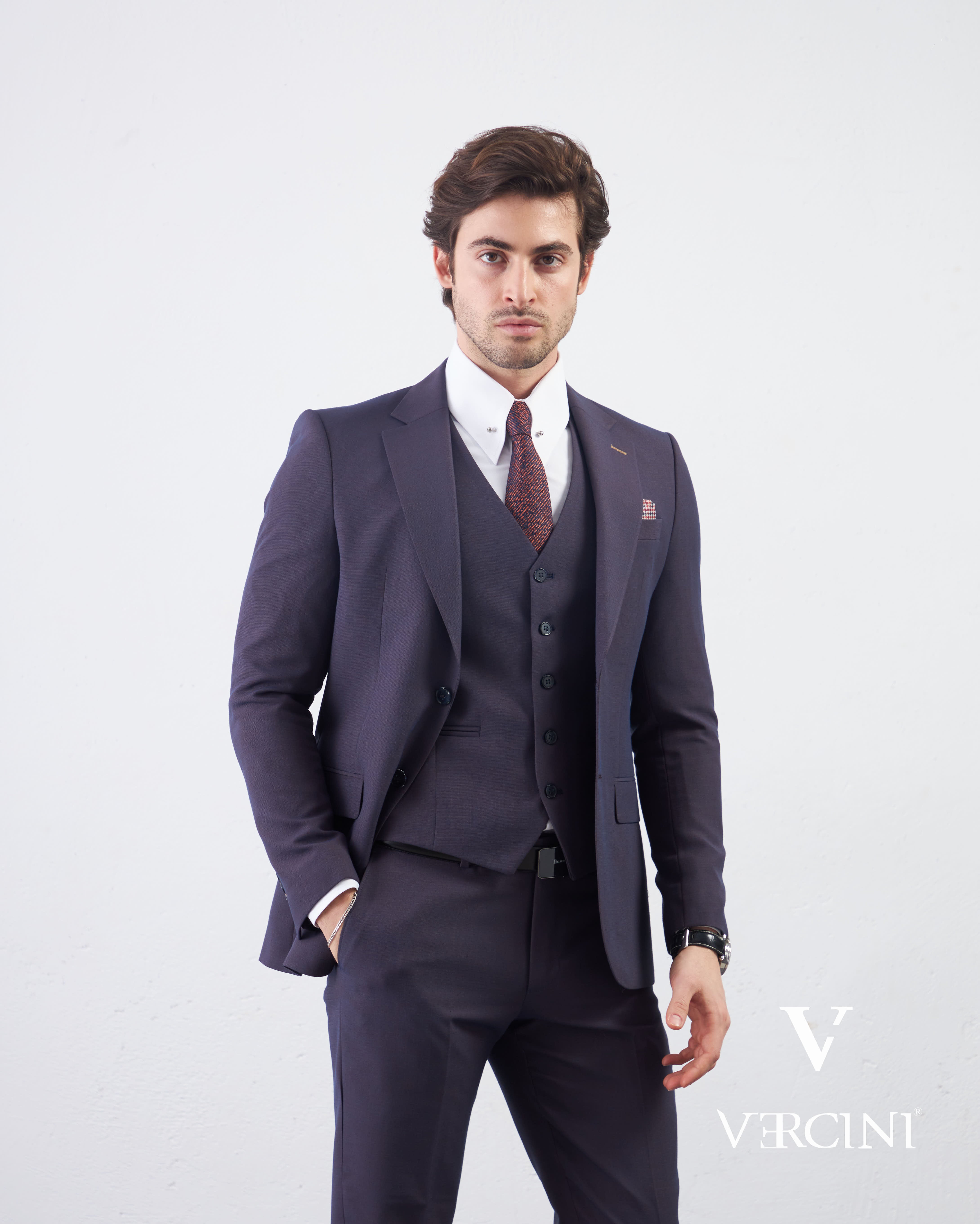 Vercini Rich purple Sophisticate Three-Piece Men's Suit