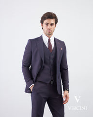 Vercini Rich purple Sophisticate Three-Piece Men's Suit