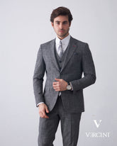 Vercini Charcoal Elegance Three-Piece Men's Suit SUITS 3 Piece Suits Vercini