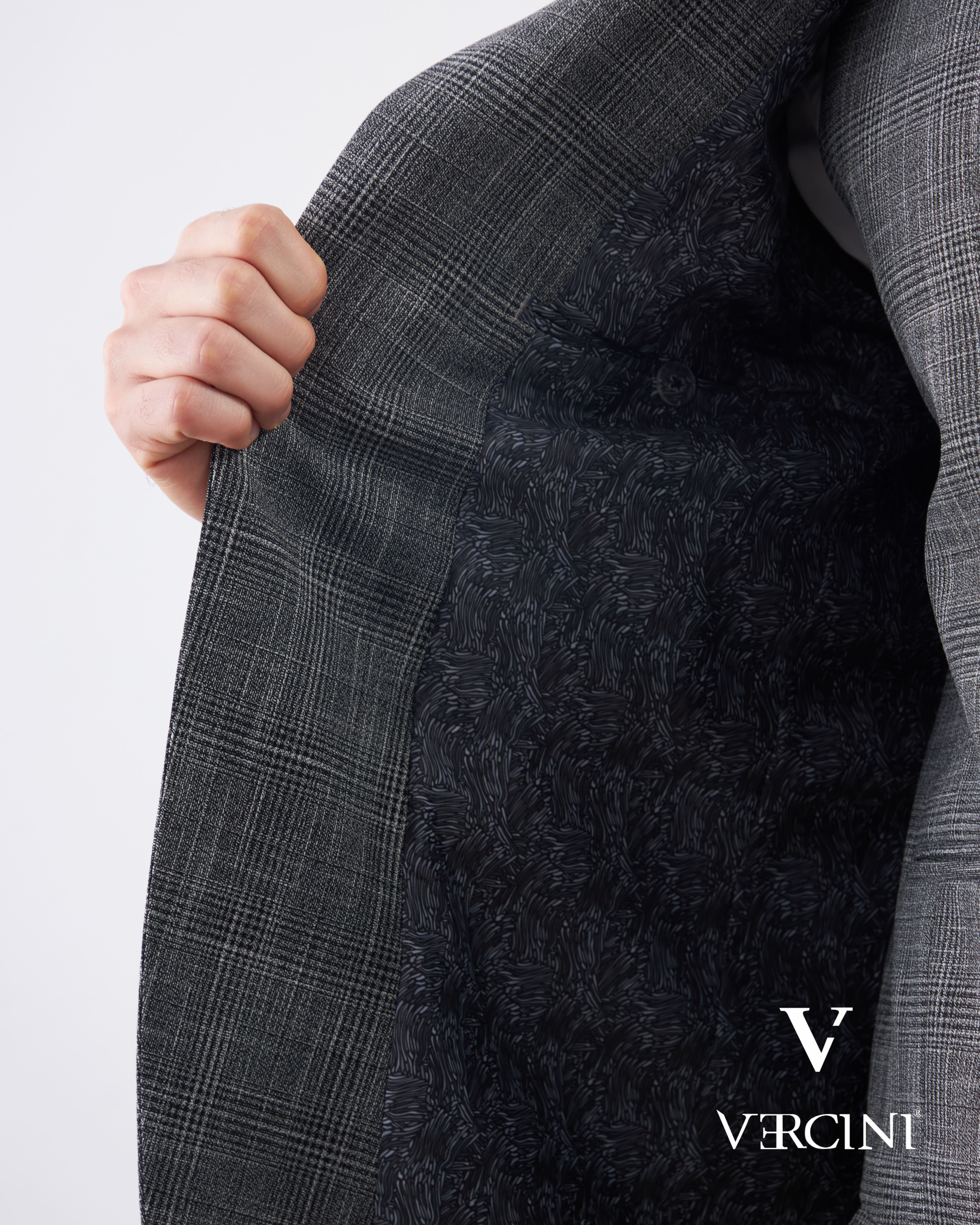 Vercini Charcoal Glen Check Three-Piece Suit | Premium Wool
