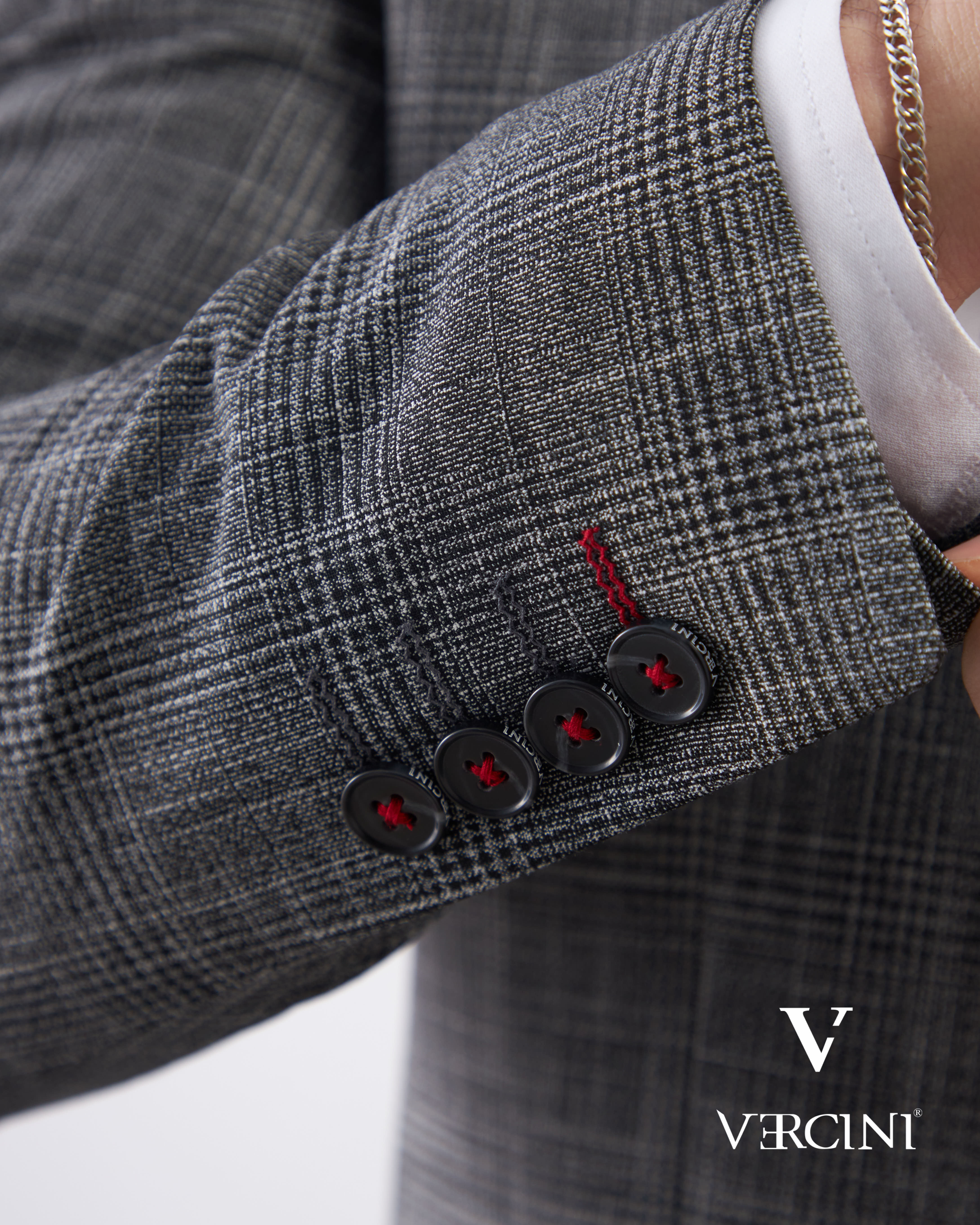 Vercini Charcoal Glen Check Three-Piece Suit | Premium Wool