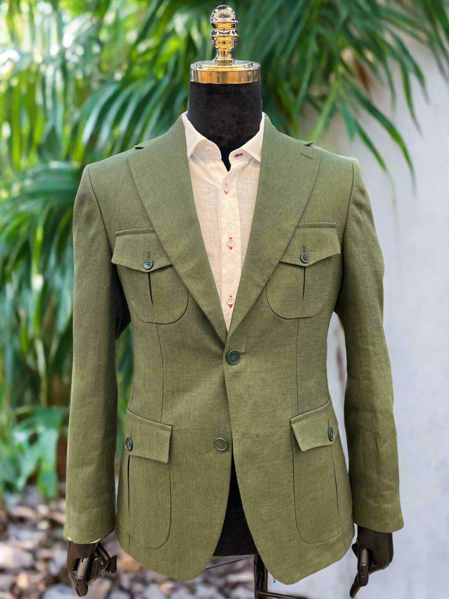Premium Linen Suit – Green, Navy & White | Vercini