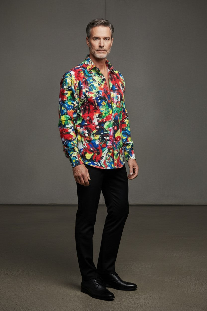 Multicolor Abstract Paint Shirt – Artistic Flair, Supreme Comfort