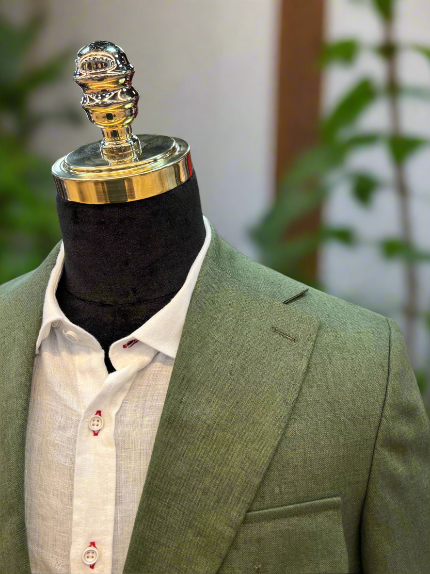 Premium Linen Suit – Green, Navy & White | Vercini