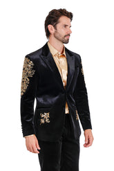 VELVET BLACK AND GOLD BLAZER BLAZERS Barabas Collection Vercini
