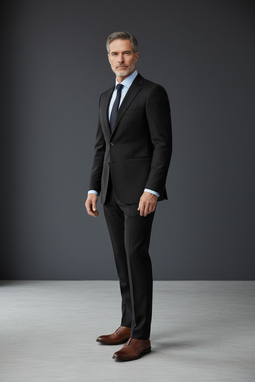 Di Claro Classic Elegance Two-Piece Suit in Charcoal Gray