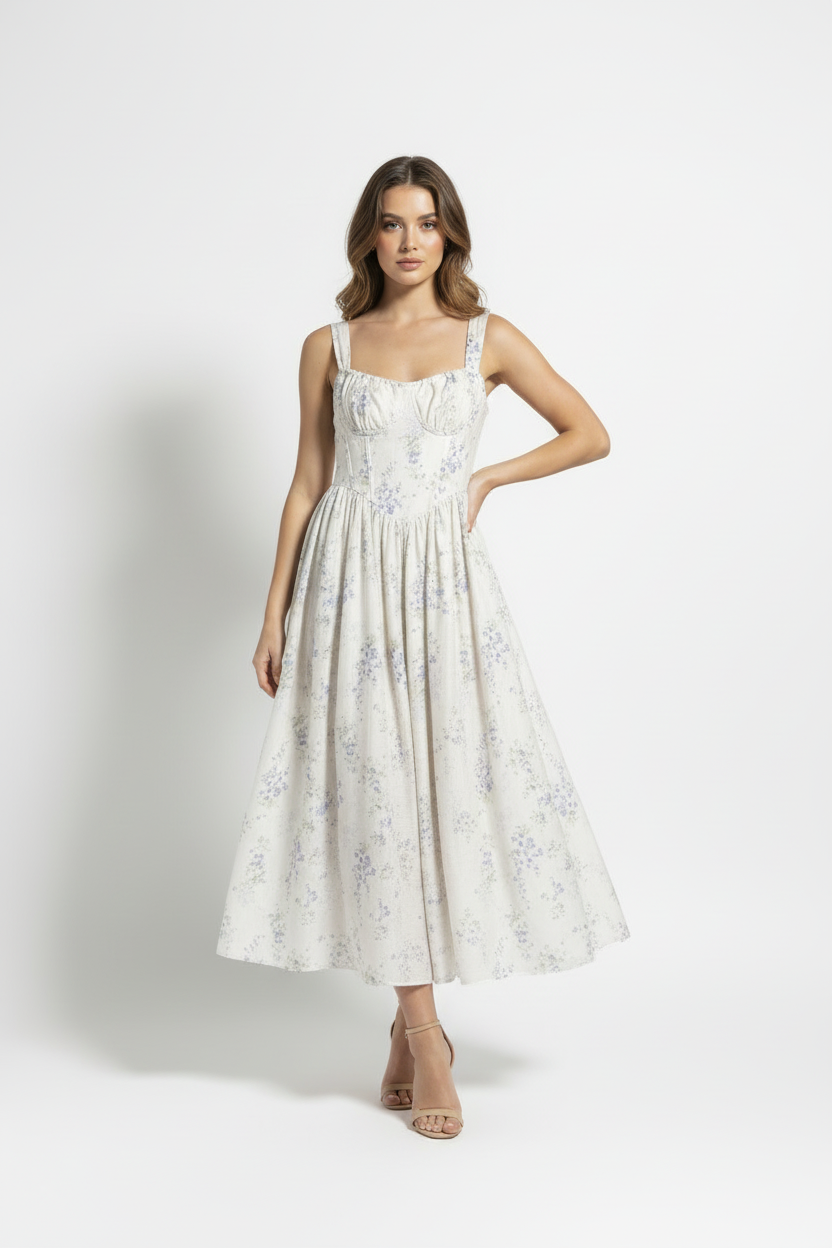 SLEEVELESS FLORAL PRINT MAXI DRESS