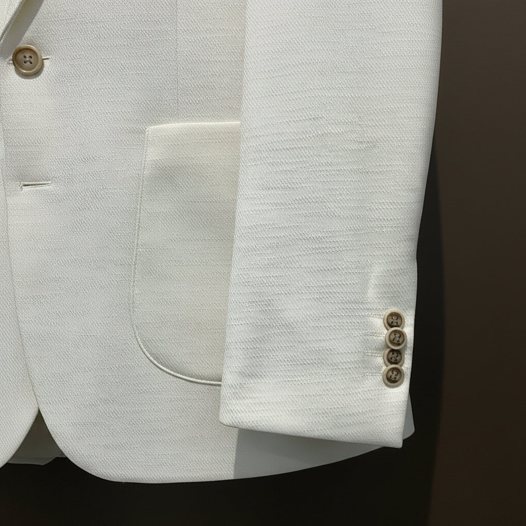 Cream Textured Slim Fit Blazer – Modern Elegance Collection