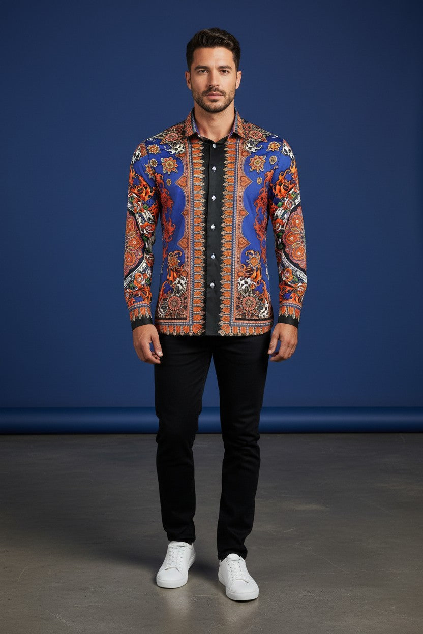 Men's Floral Exquisite Long Sleeve Shirt