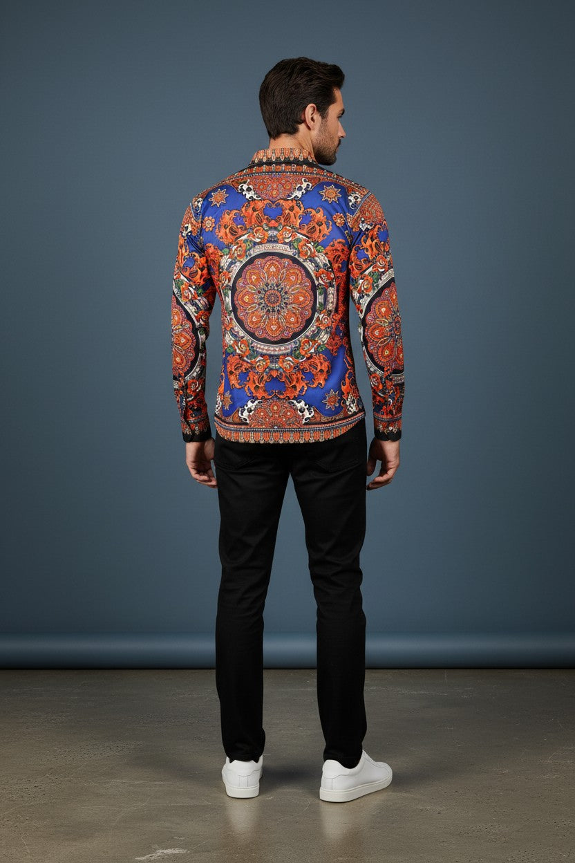 Men's Floral Exquisite Long Sleeve Shirt
