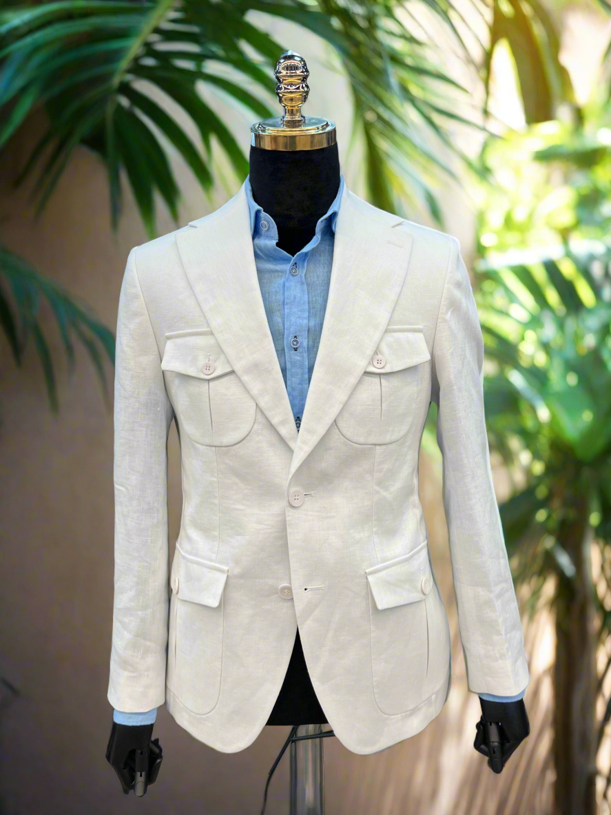 Premium Linen Suit – Green, Navy & White | Vercini