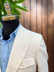 Vercini Exclusive Premium Linen Suit – Green, Navy & White Elegance