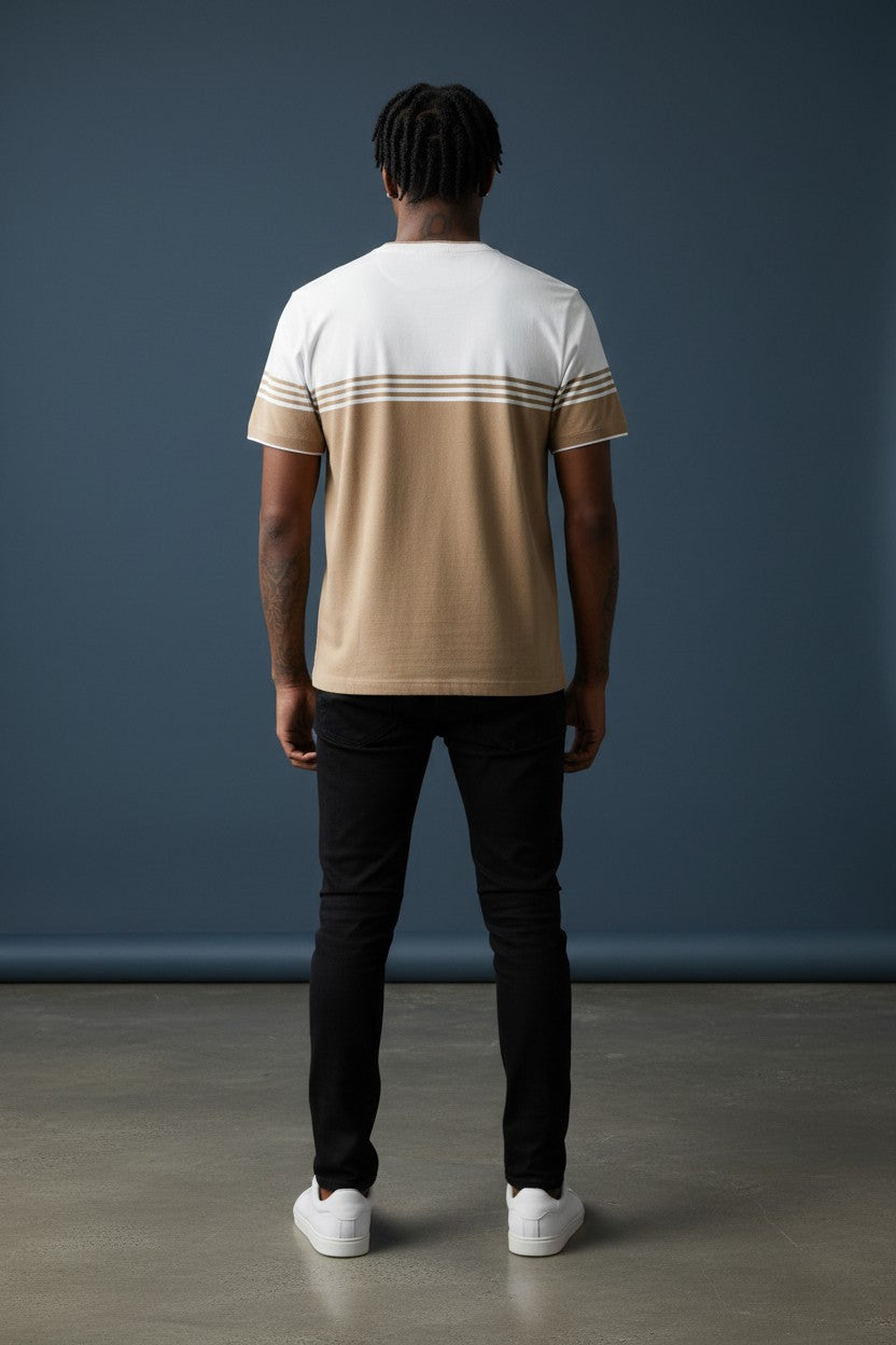 Vercini by CE&CE Striped T-Shirt – Soft Luxe in Grey, Blue & Beige
