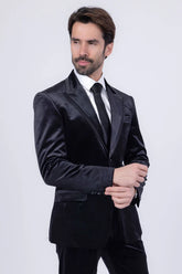 Vercini black velvet sport jacket with a satin trim on the lapel