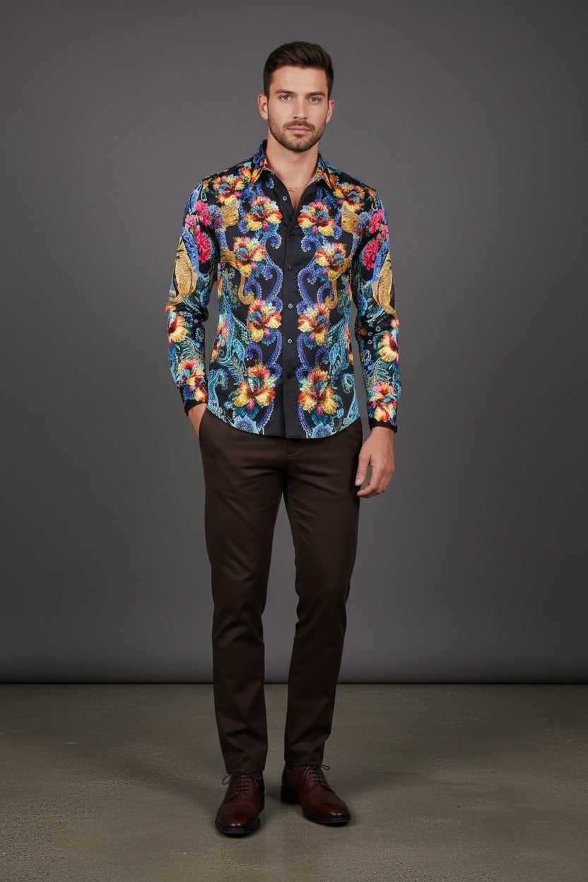 Flickerfad Rhinestone Long Shirt