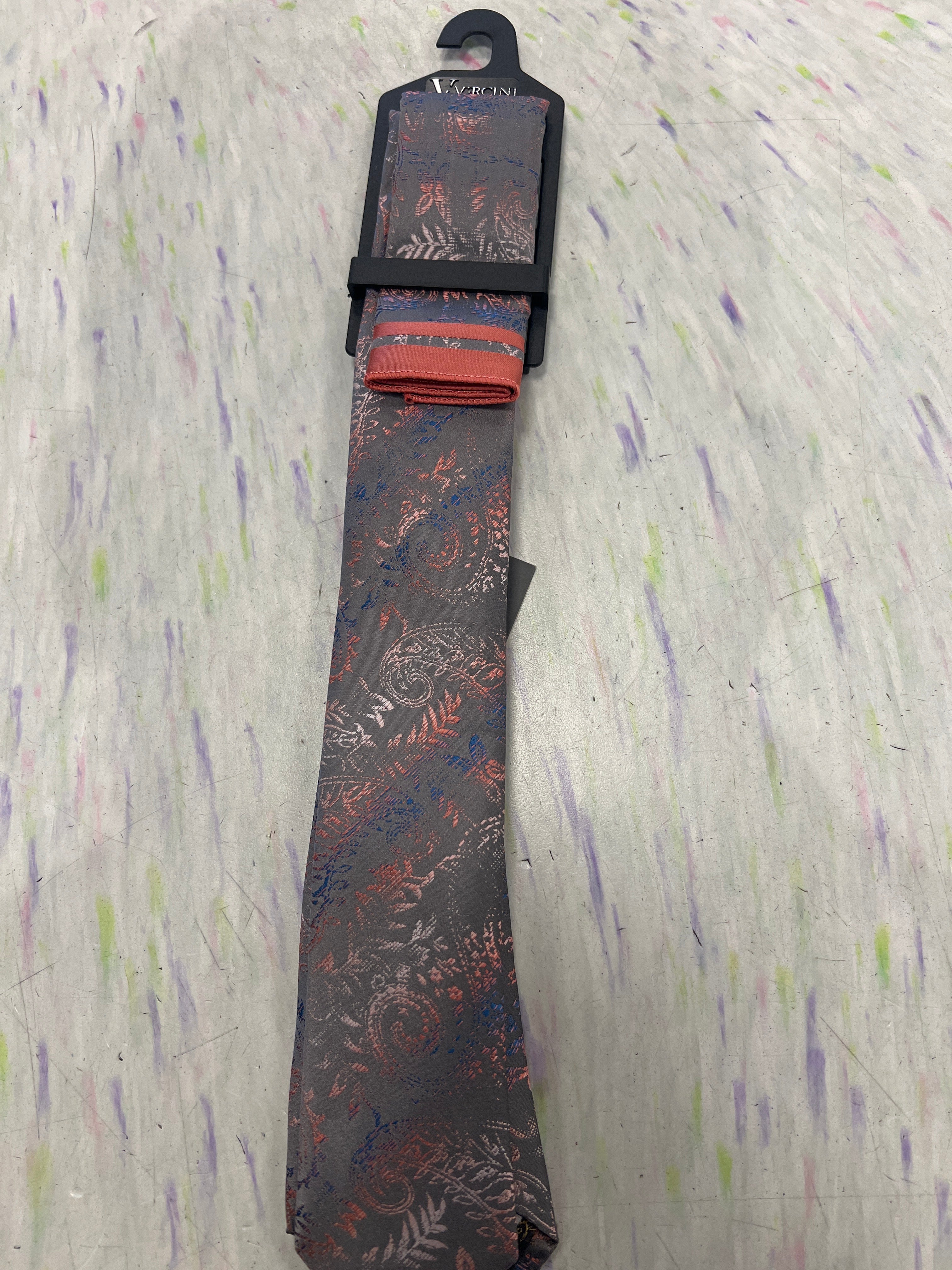 Paisley Silk Tie with Multicolor Embroidery