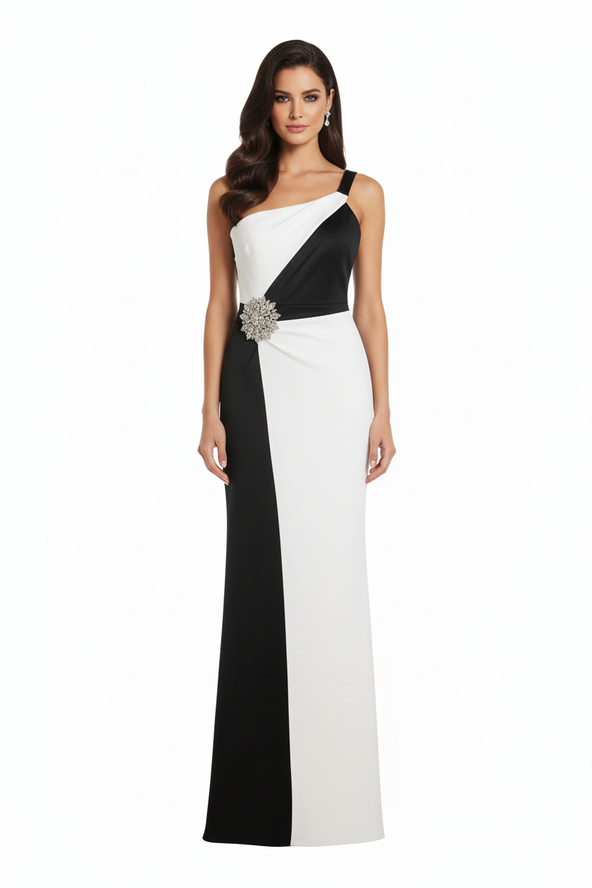WHITE AND BLACK ELEGANT JUMPSUIT