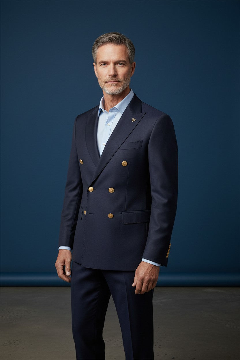 Emilio Sagezza Double Breasted Suit - Two Piece Men's Formal Suit