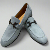 Vercini Men’s Suede Loafers – Light Blue Luxe
