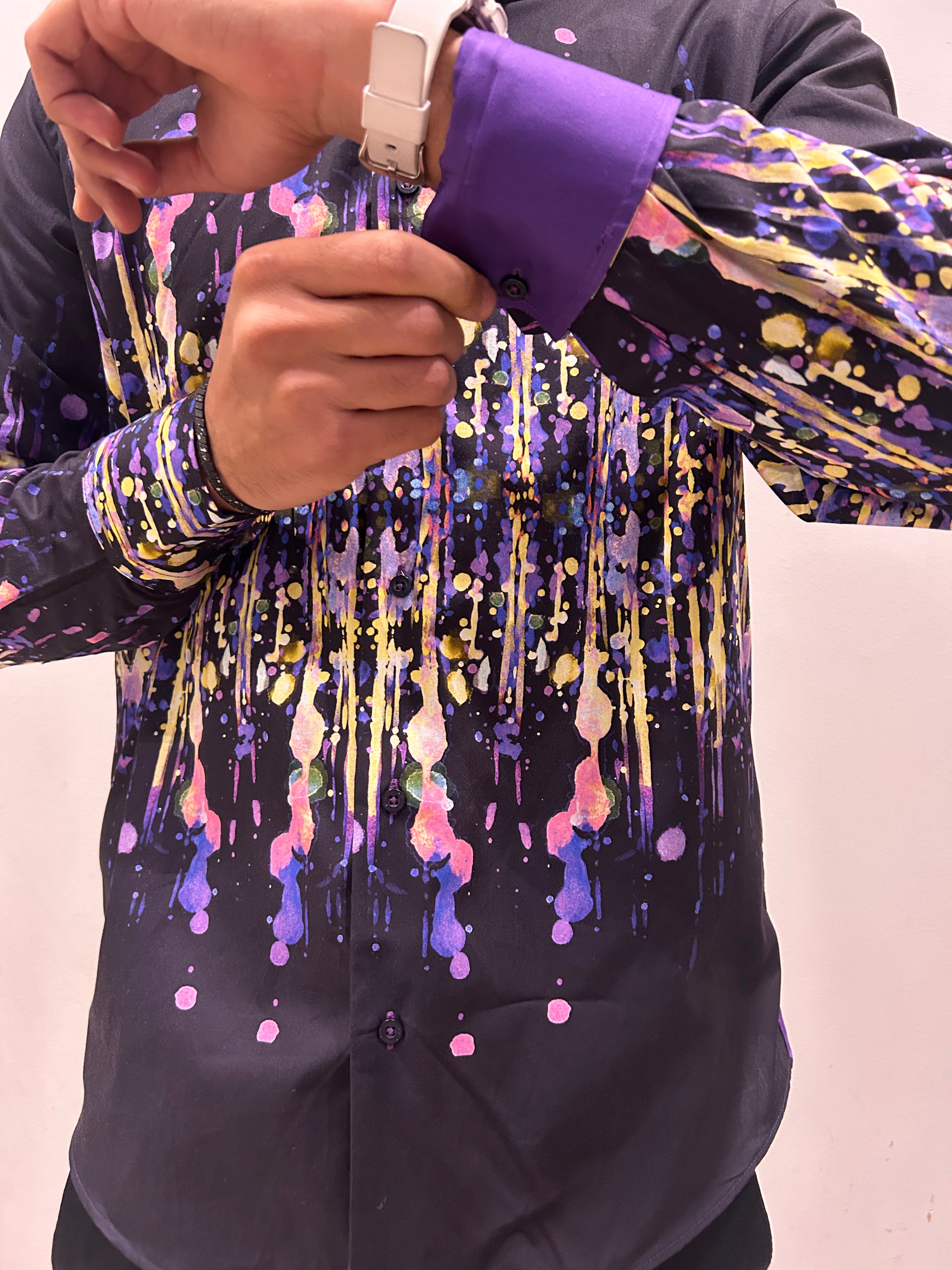 Cosmic Cascade Button-Down CASUAL Shirt