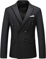 Men’s Solid Double-Breasted Slim Suit Set