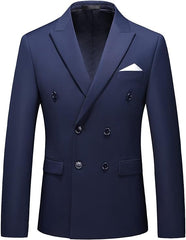Men’s Solid Double-Breasted Slim Suit Set