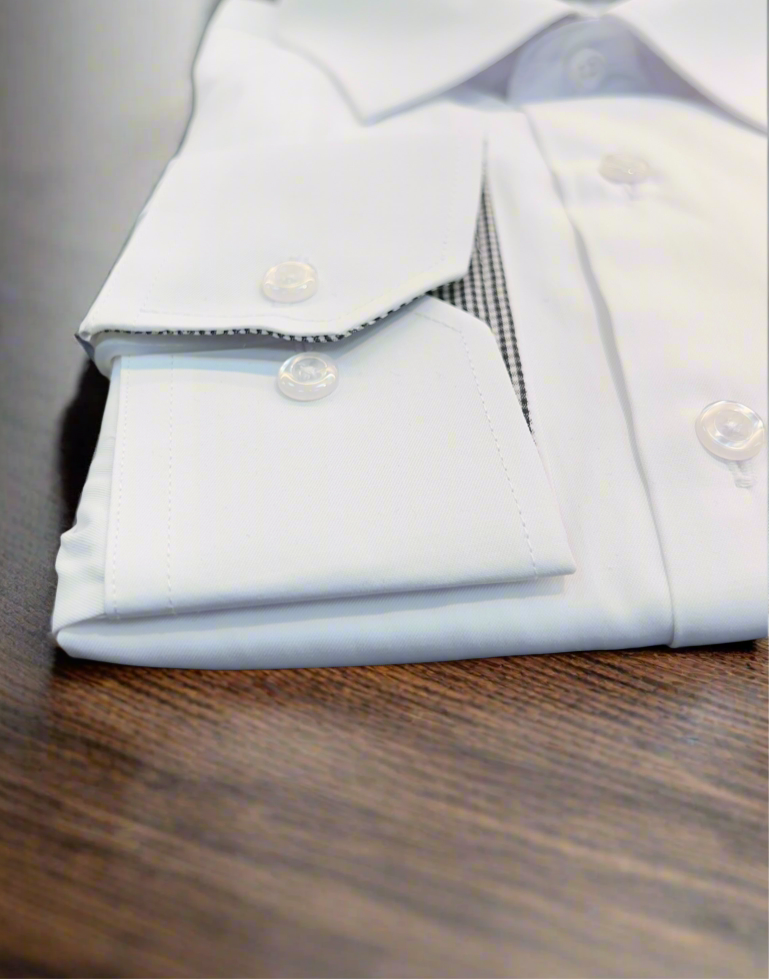 Vitarelli Slim Fit Dress Shirt with French Cuff Option and Standard Buttons – White,Black & Light Blue