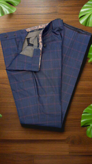 VERCINI Pleated Blue Pants – Poly-Viscose Blend, Tailored Elegance