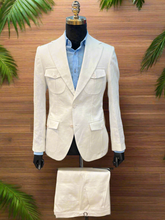 Vercini Exclusive Premium Linen Suit – Green, Navy & White Elegance
