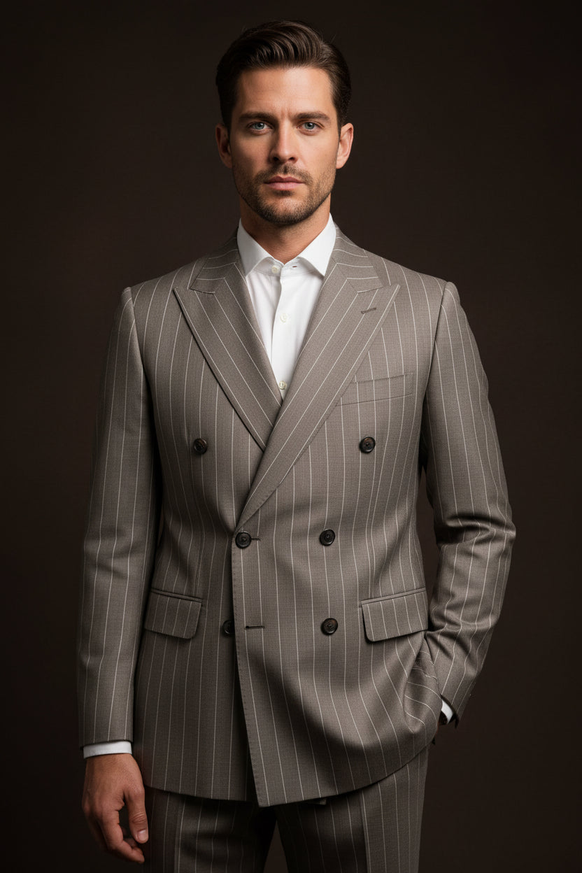 Double-Breasted Pinstripe Suit – Slim Fit