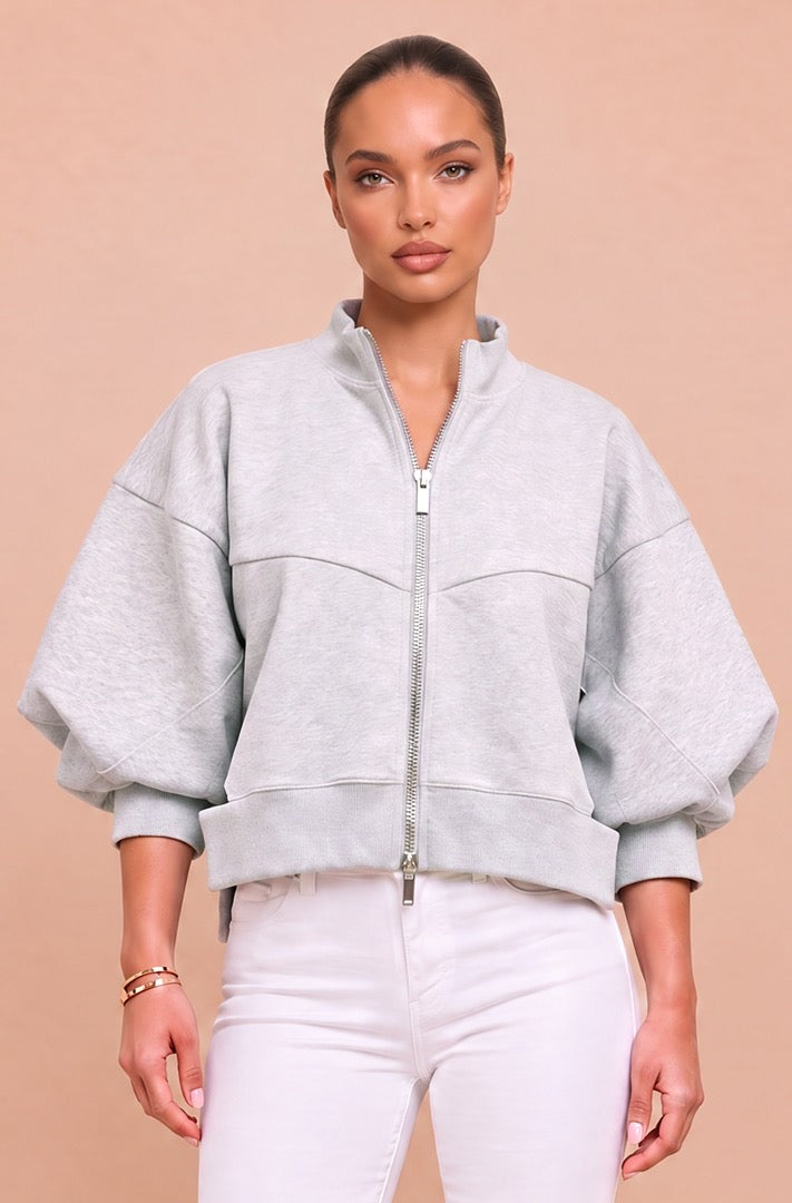 Sculpted Sleeve Zip Jacket