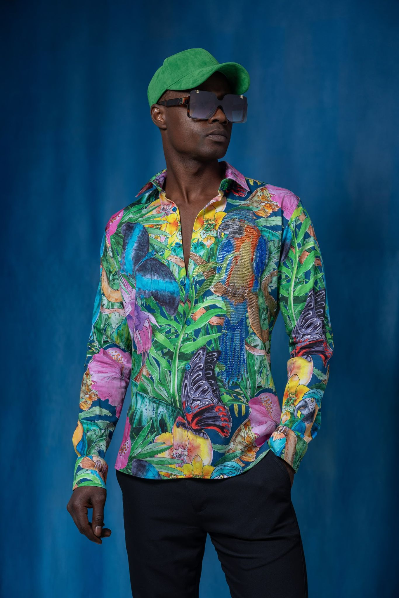 Jungle Mosaic Cotton Casual Men's Shirt