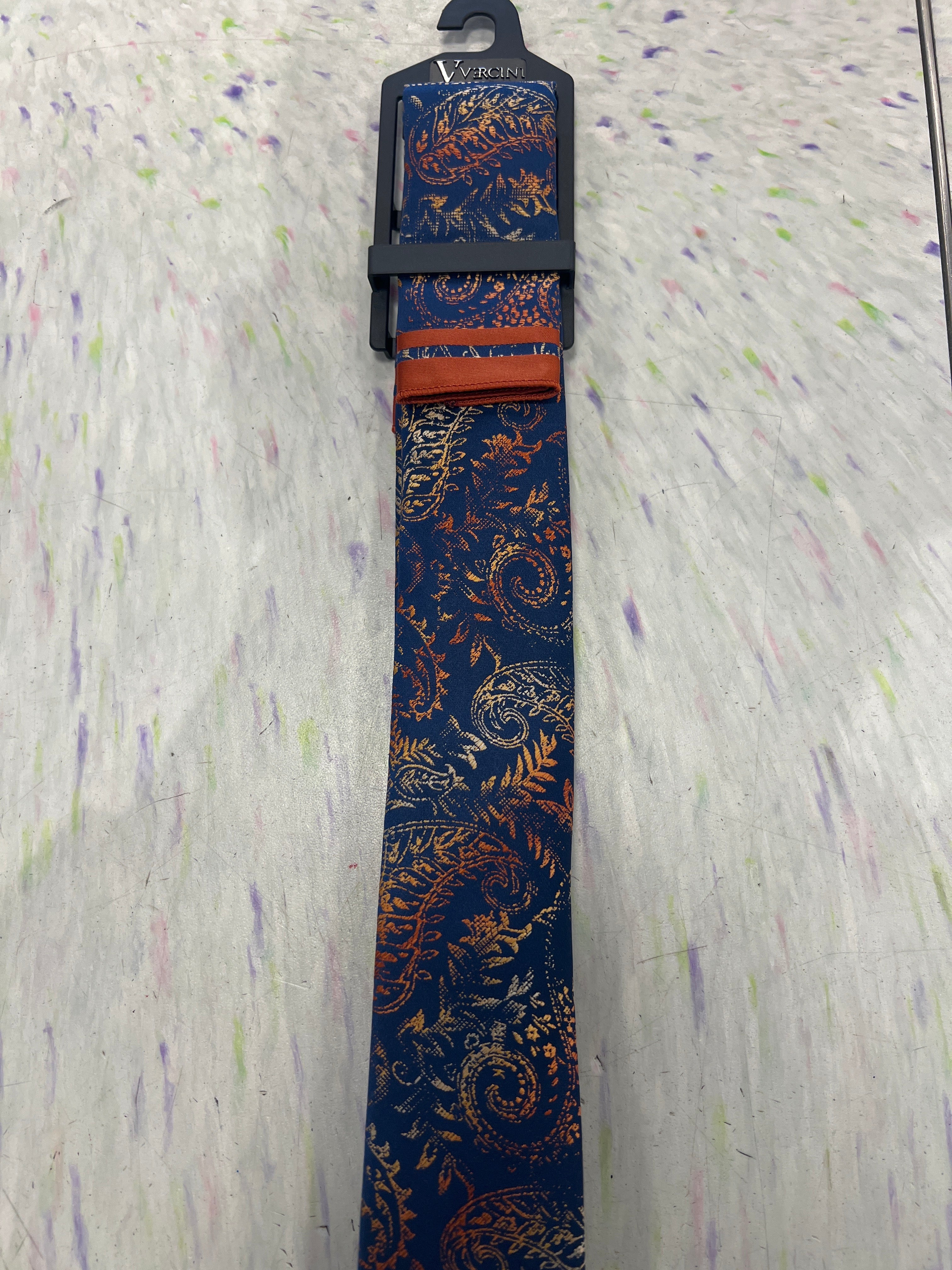 Paisley Silk Tie with Multicolor Embroidery