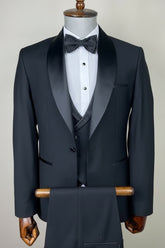 Vercini Black Luxe Shawl Lapel Tuxedo – 3-Piece Set