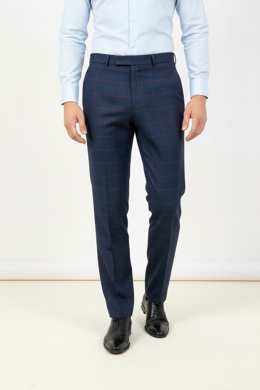 VERCINI Pleated Blue Pants – Poly-Viscose Blend, Tailored Elegance