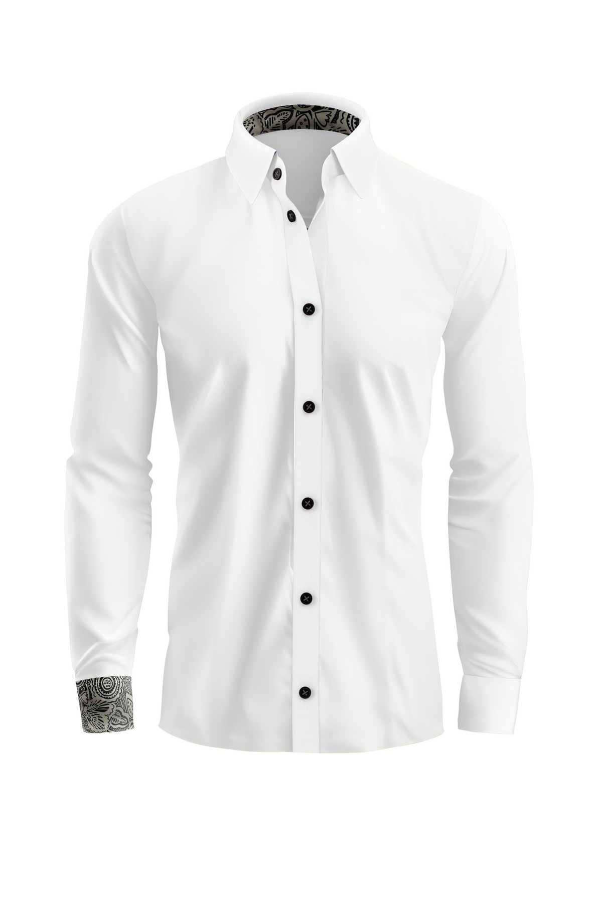Vercini Exquisite White Paisley Interior Cotton Dress Shirt