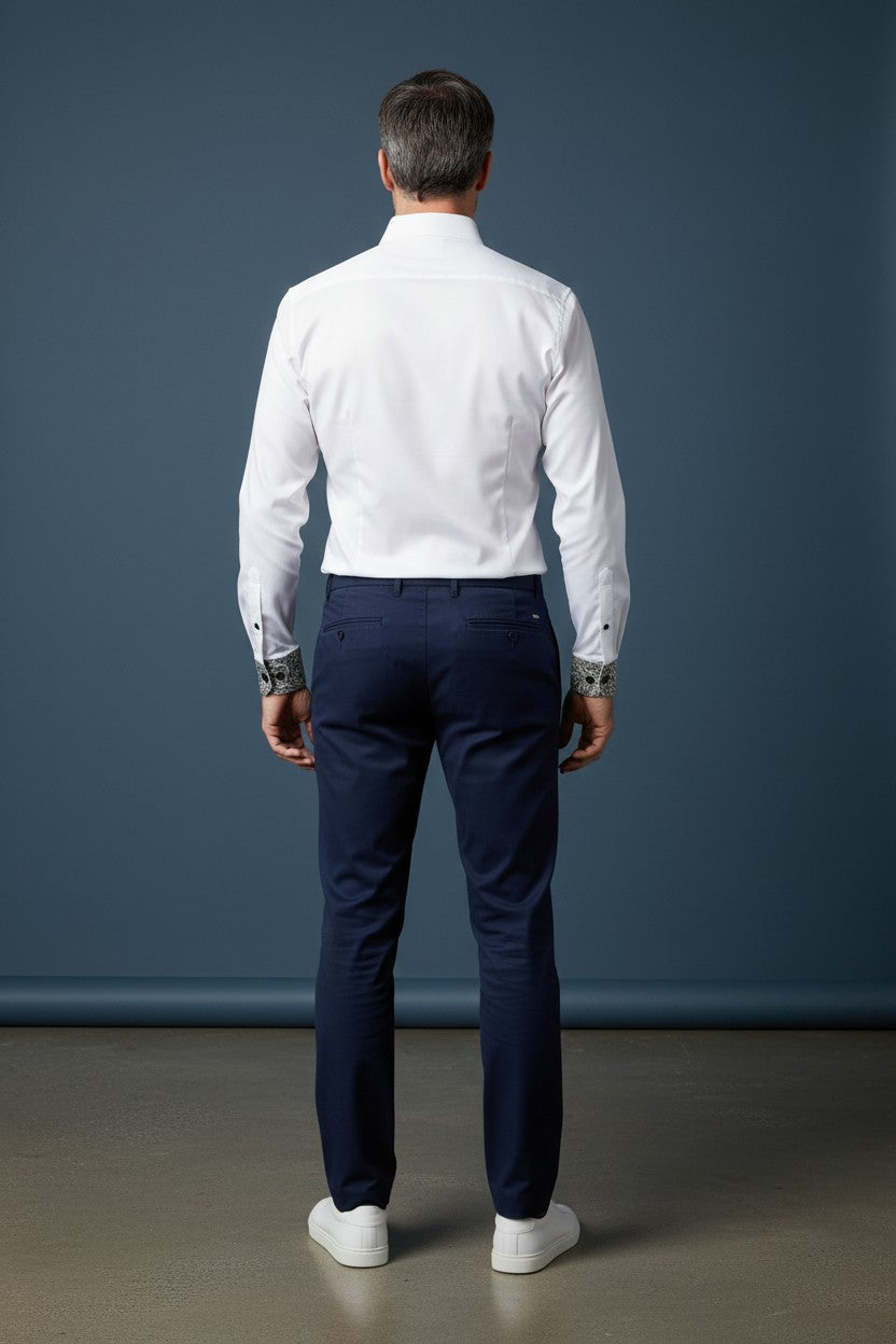Vercini Exquisite White Paisley Interior Cotton Dress Shirt
