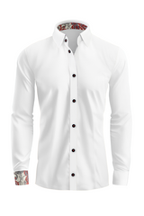 Vercini Modern Elegance White Textured Dress Shirt with Red Accents