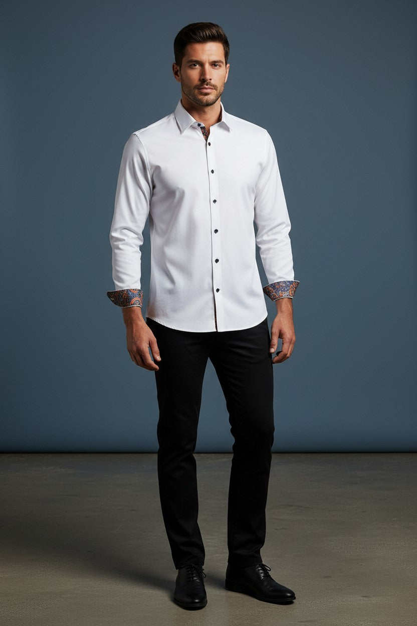 Vercini Premium Ivory Floral Limited Edition Cotton Dress Shirt