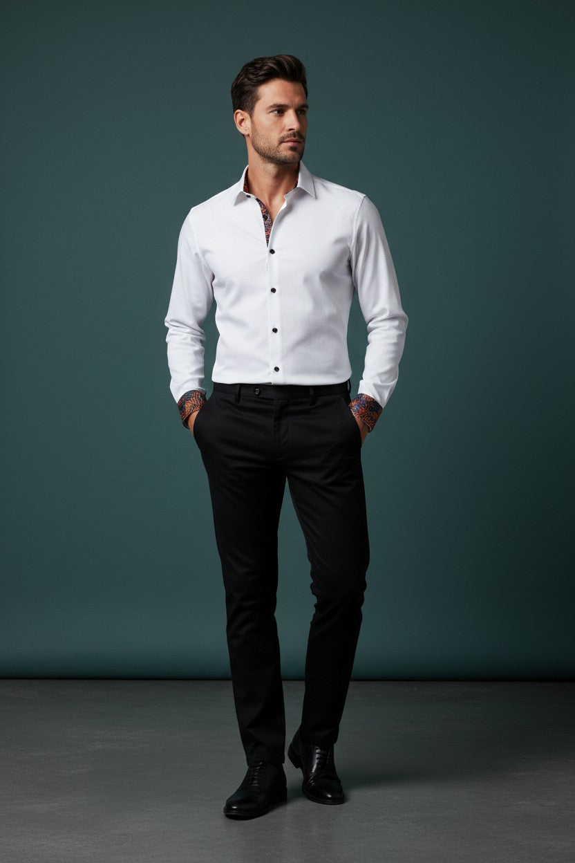 Vercini Premium Ivory Floral Limited Edition Cotton Dress Shirt