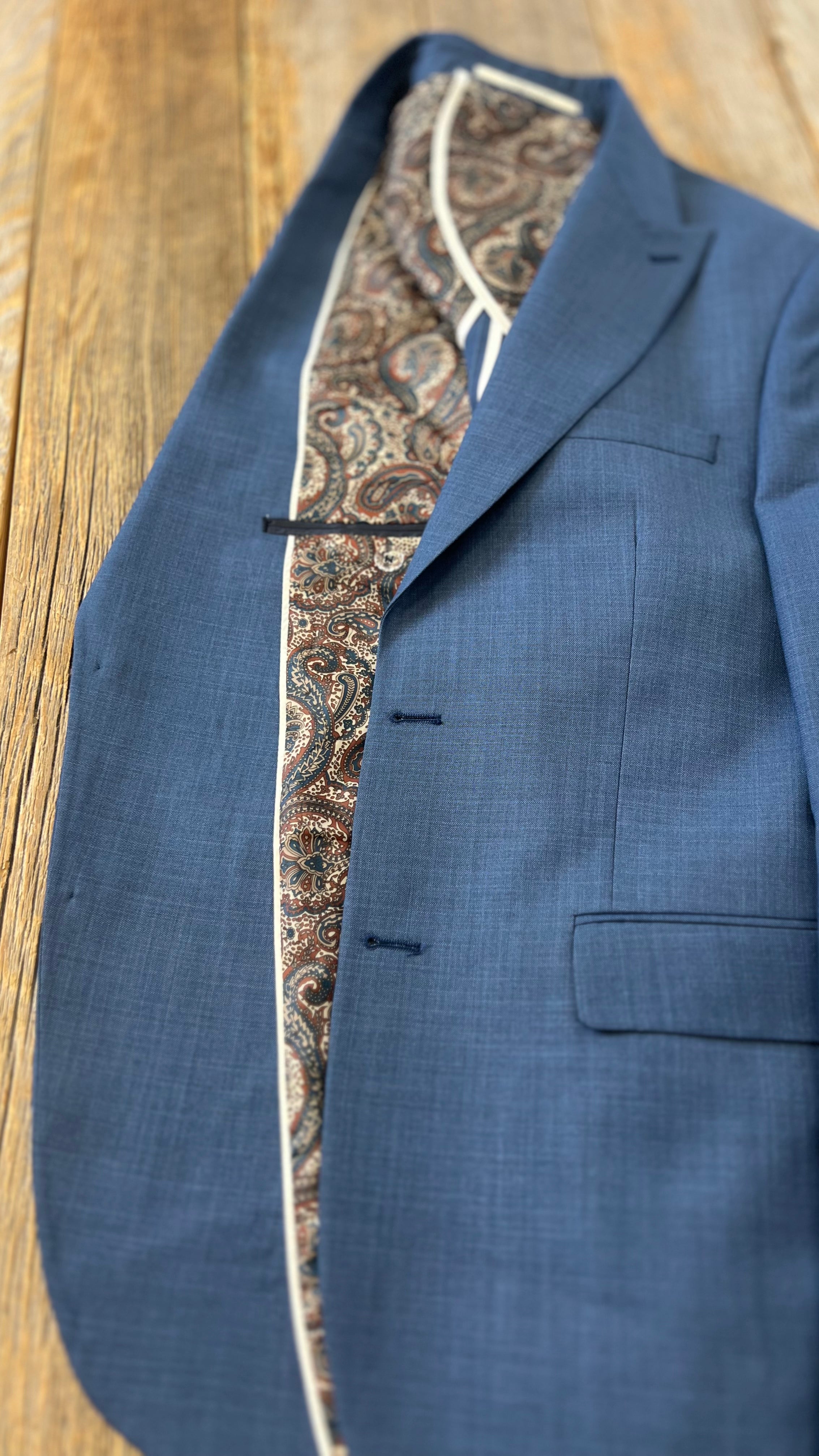 Vercini Classic Blue Textured Slim Fit Two-Piece Suit