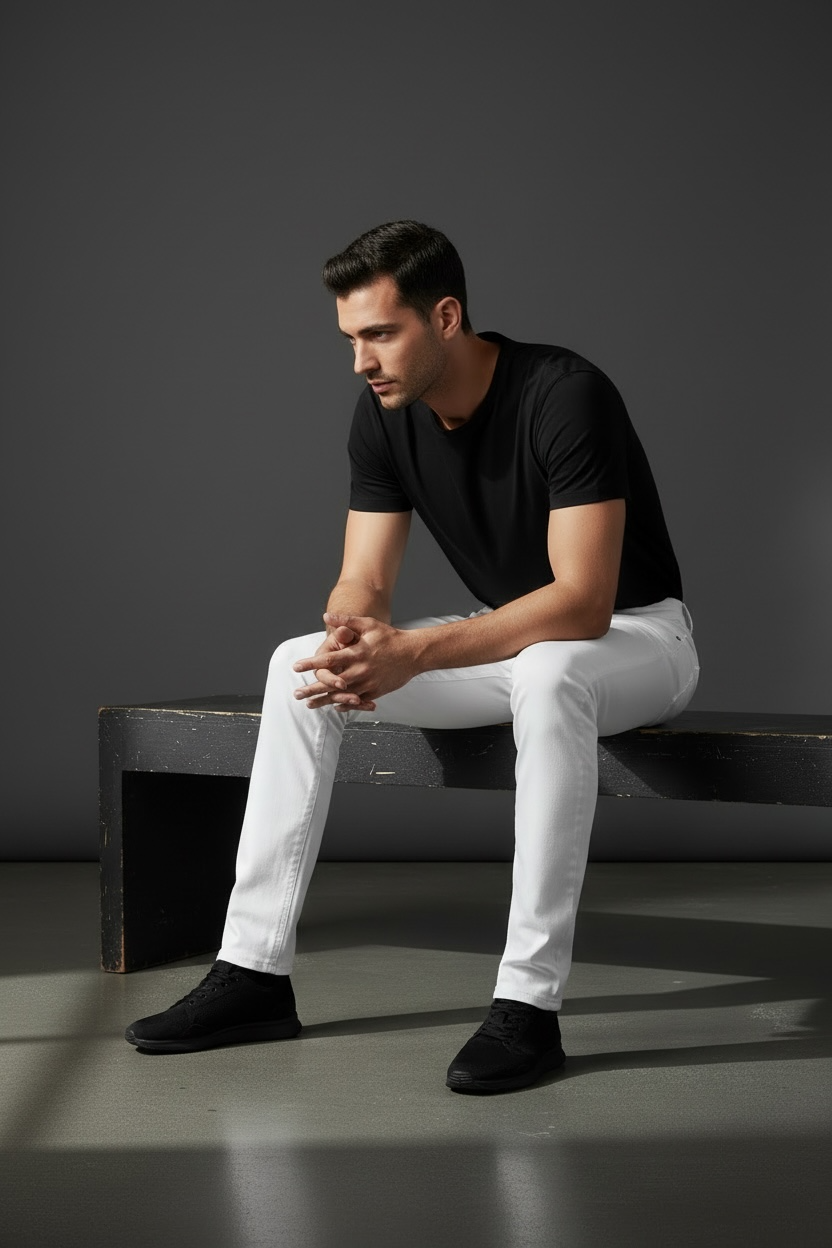 Premium Stretch Cotton Pants – Available in Black, White, Navy & Gold