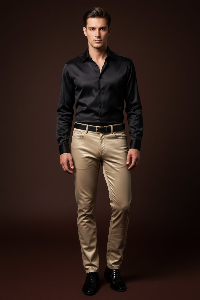 Premium Stretch Cotton Pants – Available in Black, White, Navy & Gold