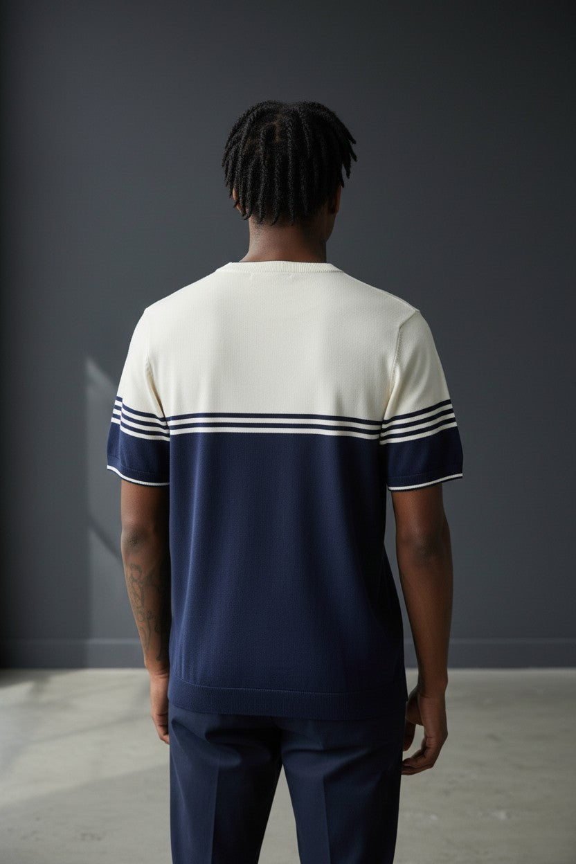 Vercini by CE&CE Striped T-Shirt – Soft Luxe in Grey, Blue & Beige