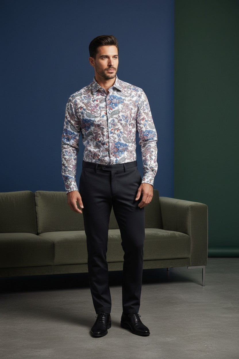 Purple Swirl Abstract Shirt – Fluid Motion, Elevated Comfort