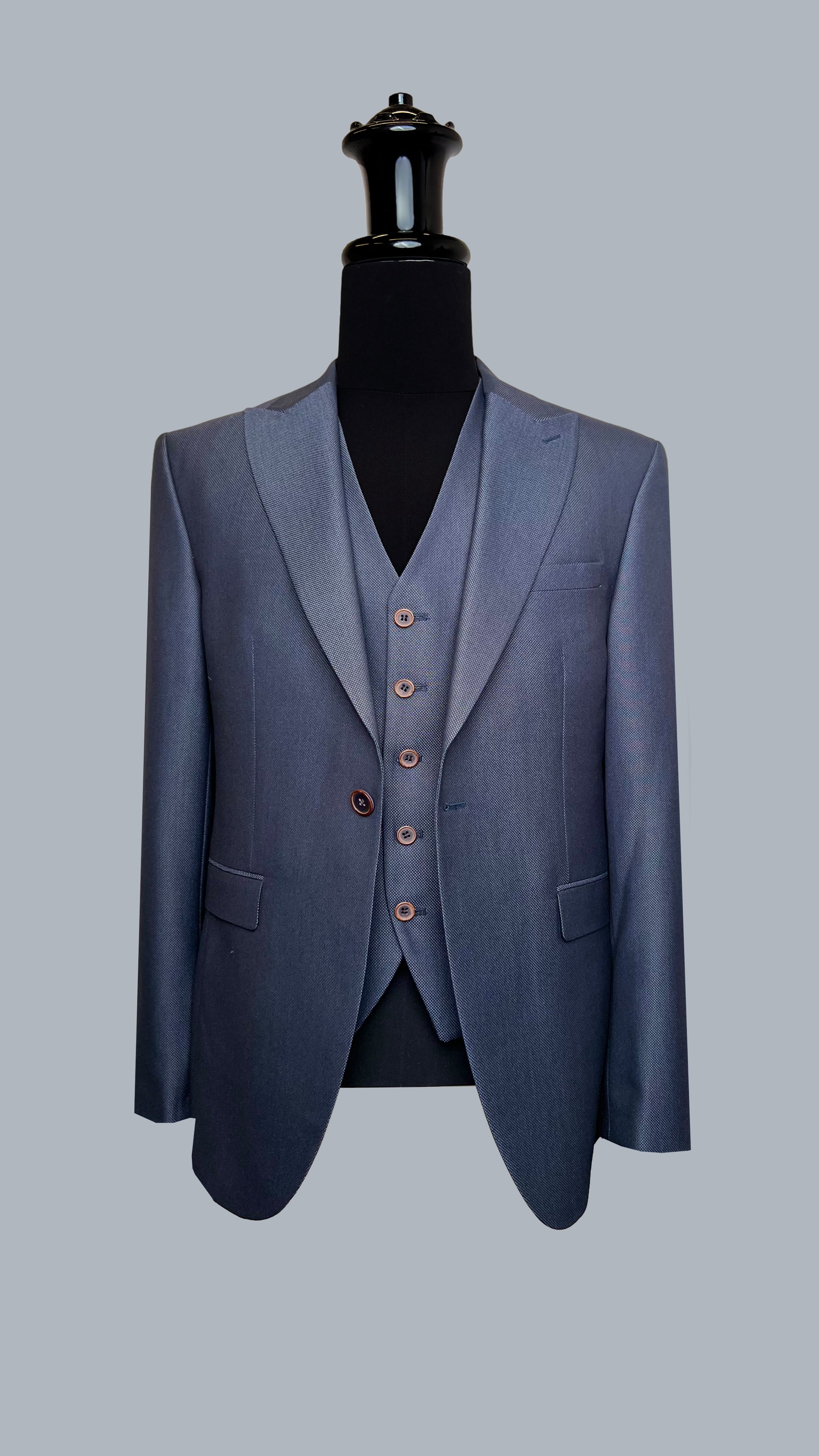 Vercini Men's Three-Piece Suit with Reversible Vest - Navy Blue