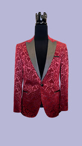 Burgundy Velvet Floral Tuxedo BLAZERS Blazer Collection Vercini