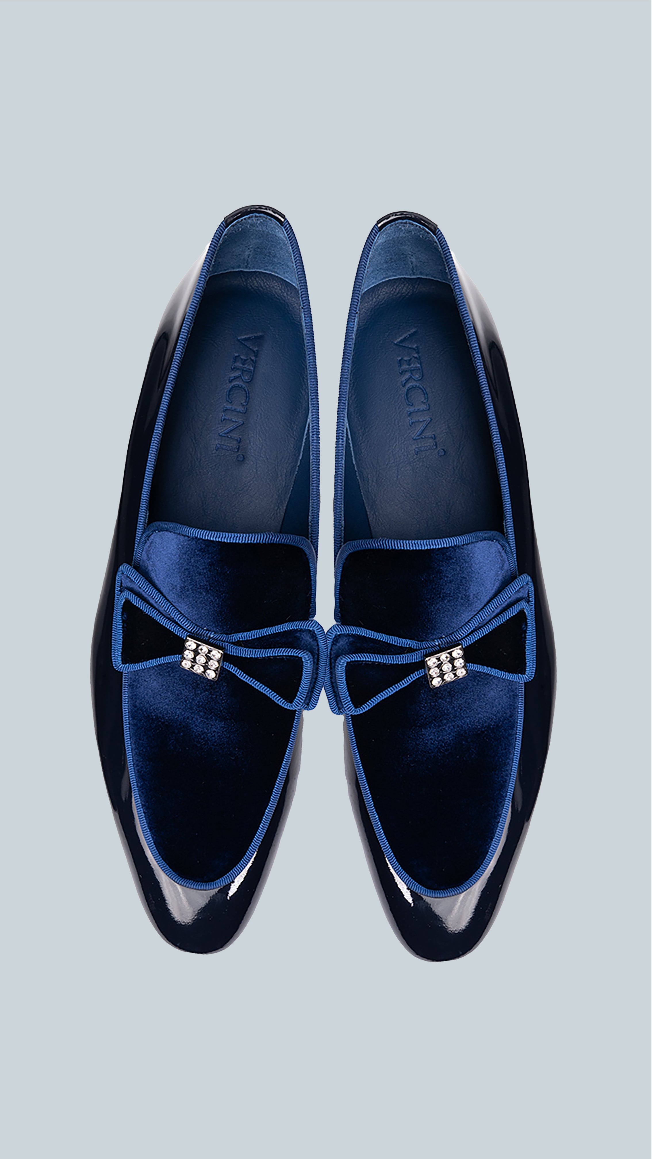 Dark blue velvet shoes fashion